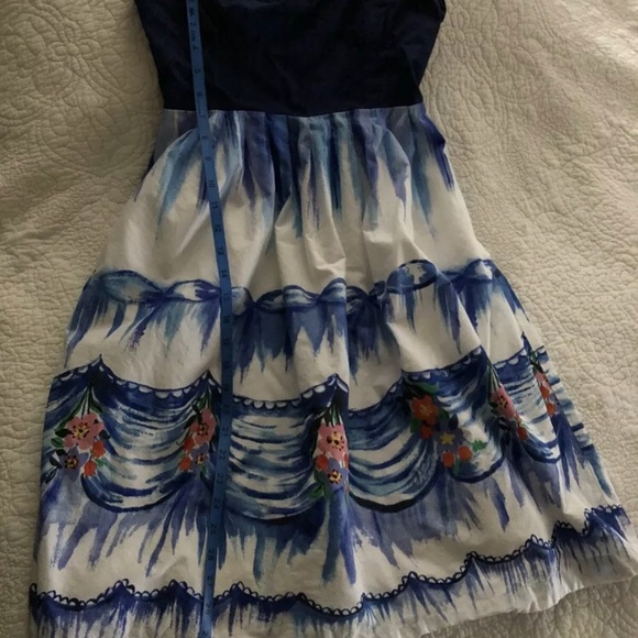 2/$24 🌻 Anthropologie Nathalie Lete Paris Size ? Strapless Blue Floral - Picture 8 of 11